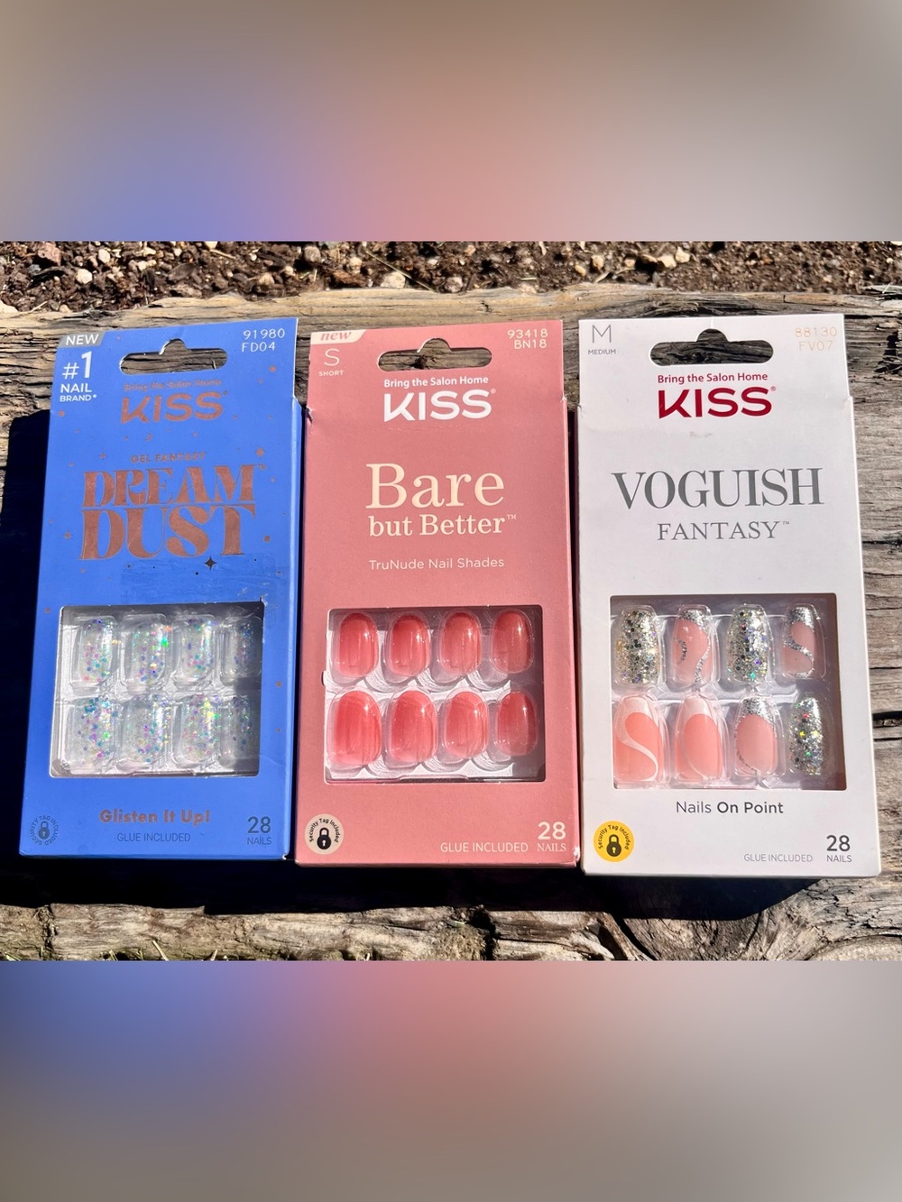 KISS Press on Nails Lot of 3 Dream Dust, Bare, and Voguish. All NIB